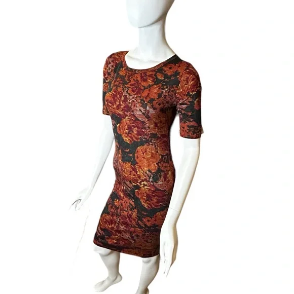 NWT LuLaRoe Julia Orange Floral Body-Con Dress Size XXS - Picture 4 of 15